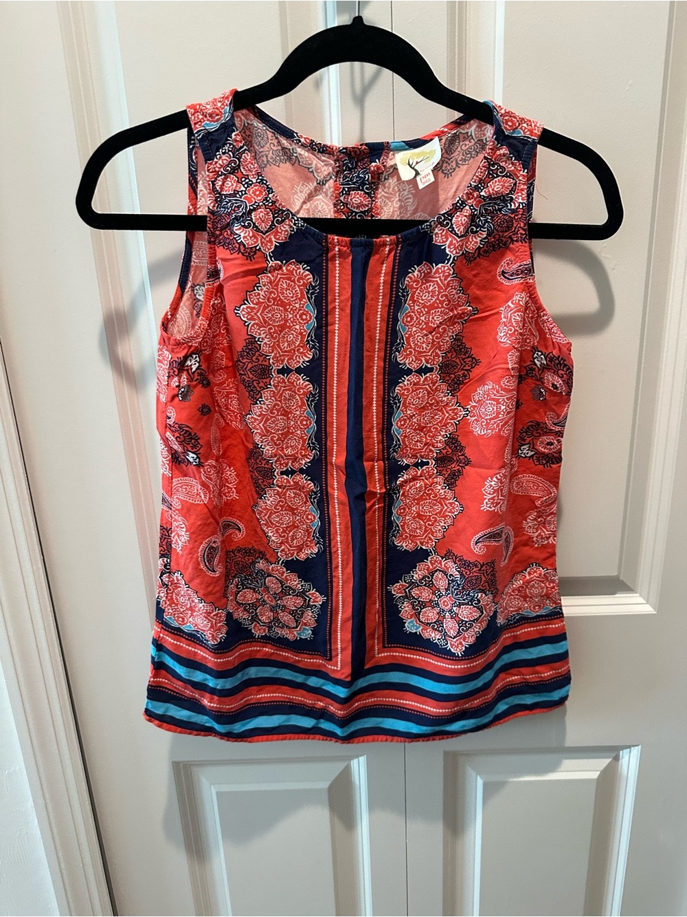fig and flower Coral and Navy Paisley-Print Sleeveless Camisole